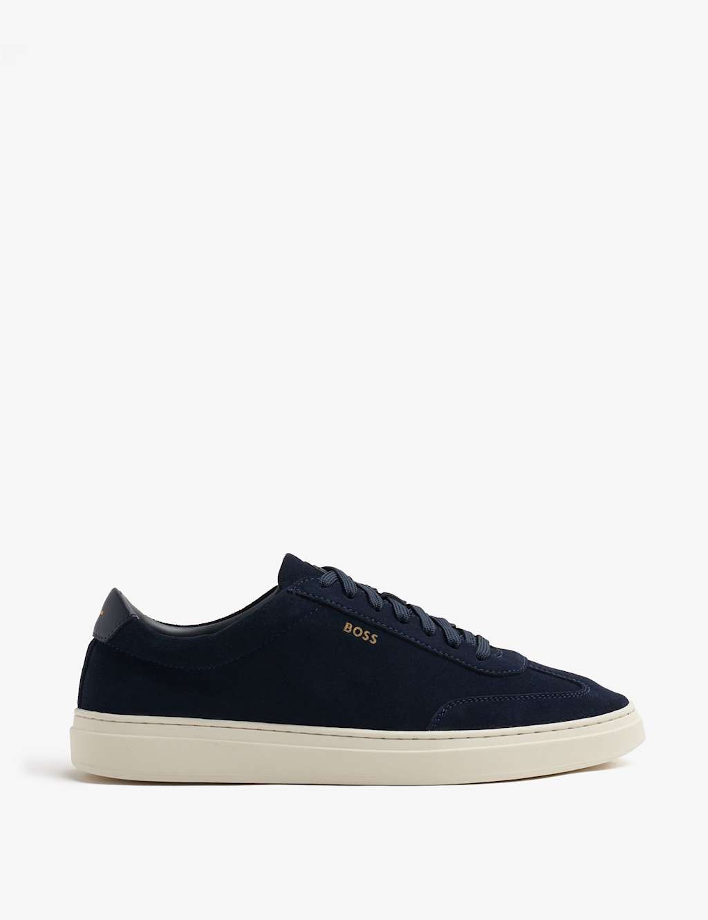 Boss Men's Suede Lace Up Trainers - 9 - Navy - Available at M&S