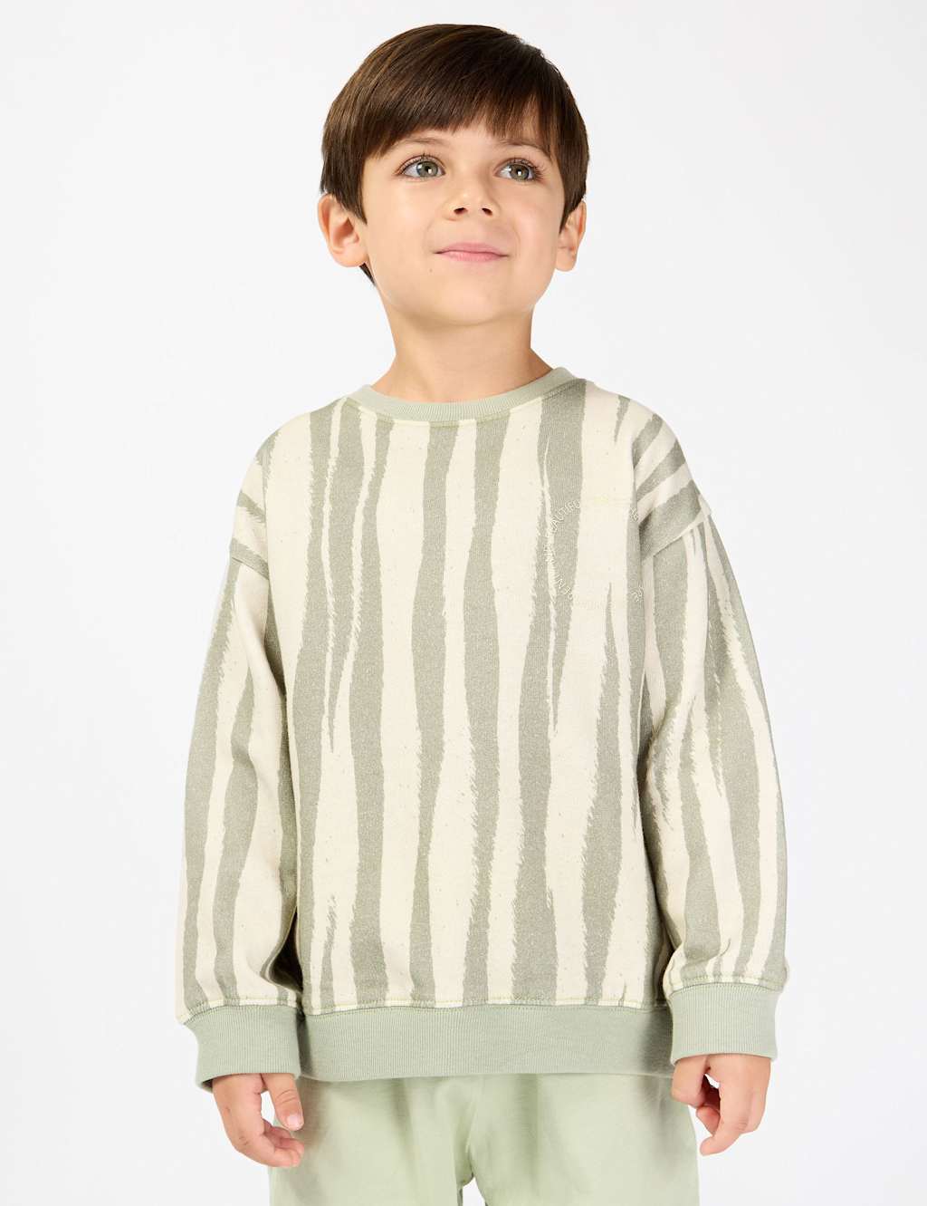 GEN Pure Cotton Tiger Stripe Sweatshirt (2-8 Yrs) Green Mix