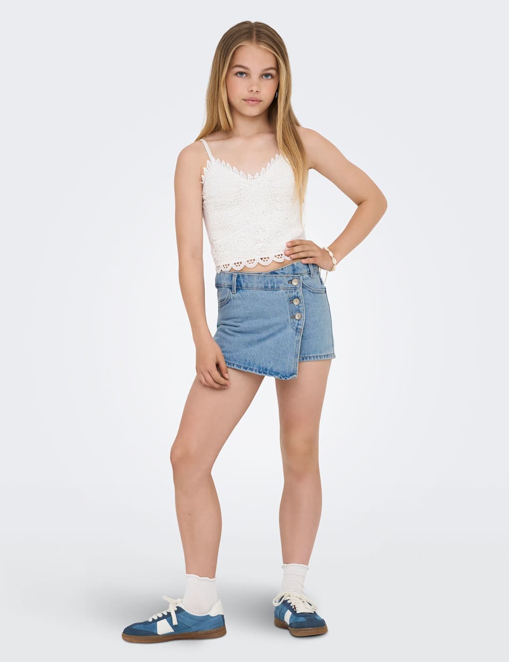 Kids Only Girls Denim Skort (8-14 Yrs) - 14 Years - Light Blue - Available at M&S