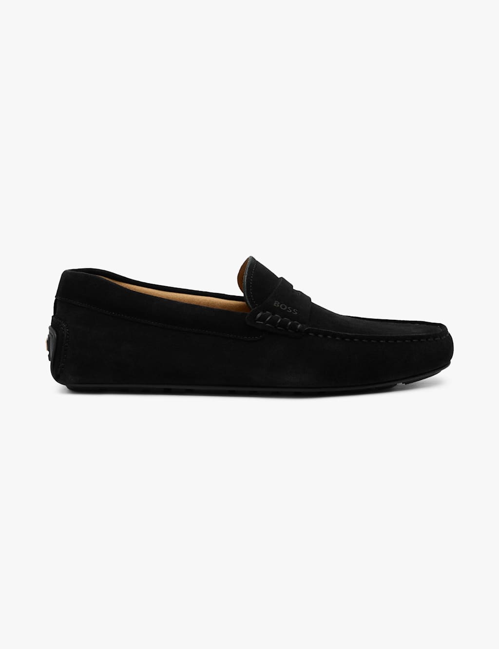 Boss Men's Suede loafers with penny trim - 8 - Black - Available at M&S