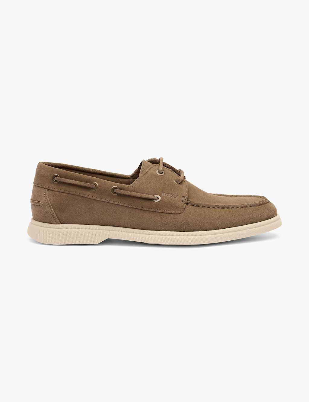 Boss Men's Boat shoes in suede with contrast sole - 9 - Beige - Available at M&S