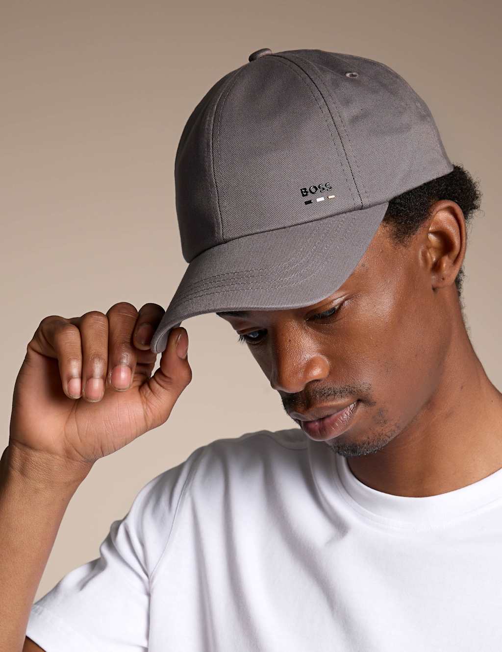 Boss Men's Soft Cotton twill cap - Taupe - Available at M&S