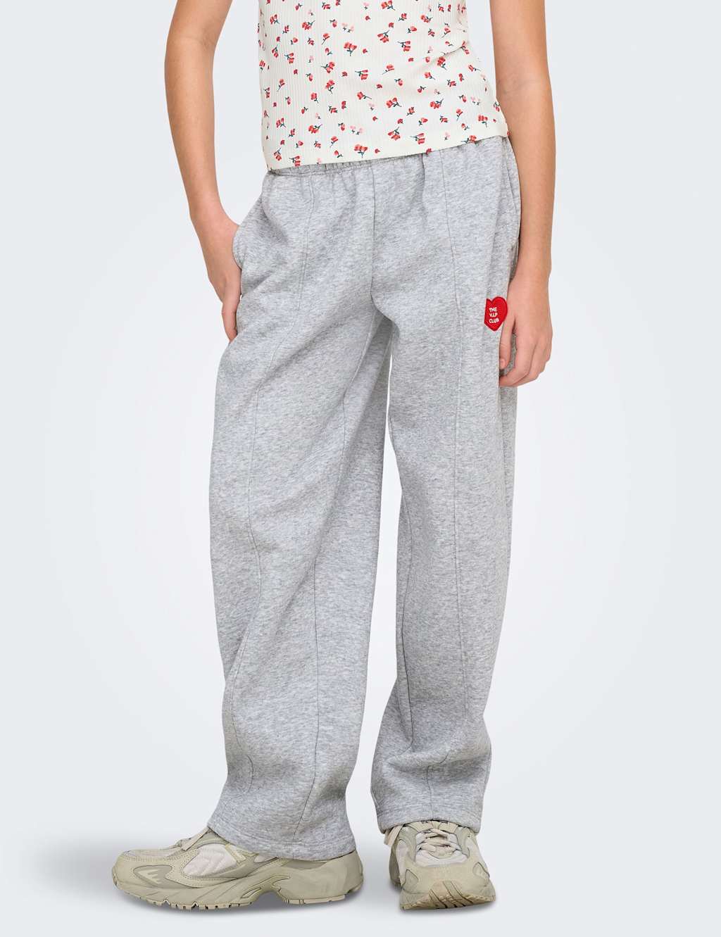 Kids Only Girls Cotton Rich Heart Embroidery Joggers (8-14 Yrs) - 12 Years - Grey Marl - Available at M&S