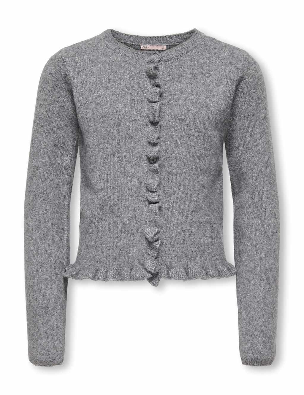 Kids Only Girls Ruffle Knitted Cardigan (7-14 Yrs) - 13-14 Years - Grey - Available at M&S
