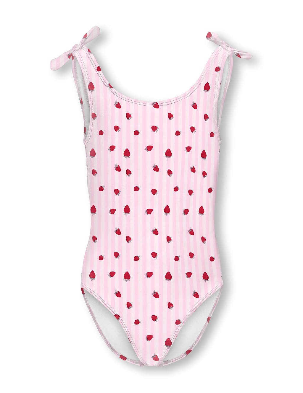Kids Only Girls Striped Strawberry Knot Detail Swimsuit (7-14 Yrs) - 9-10 Years - Light Pink - Available at M&S