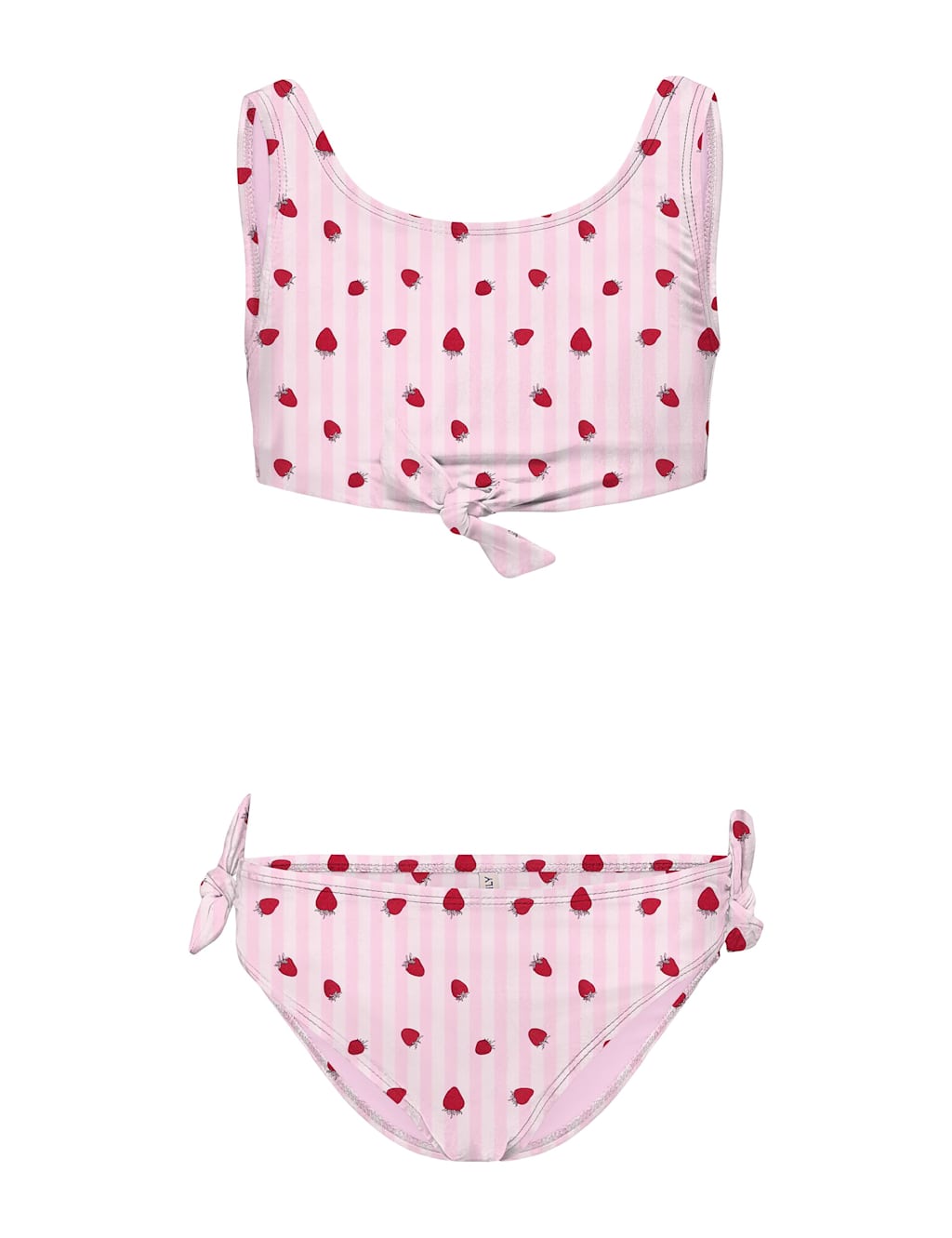 Kids Only Girls Striped Strawberry Knot Detail Bikini (7-14 Yrs) - 13-14 Years - Light Pink Mix - Available at M&S
