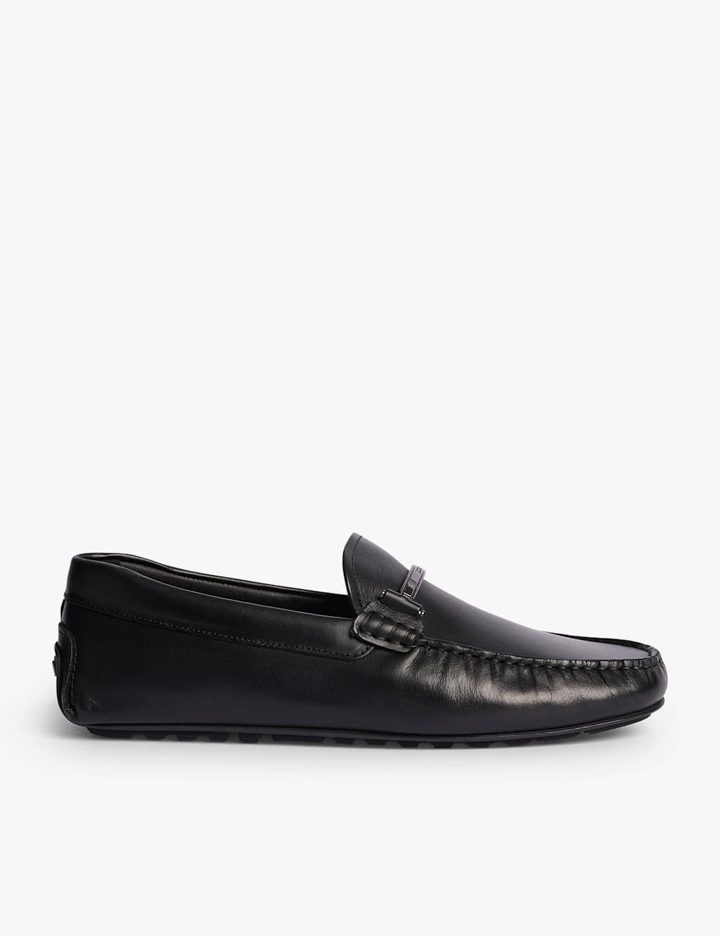 Boss Men's Leather Slip On Moccasins - 7 - Black - Available at M&S