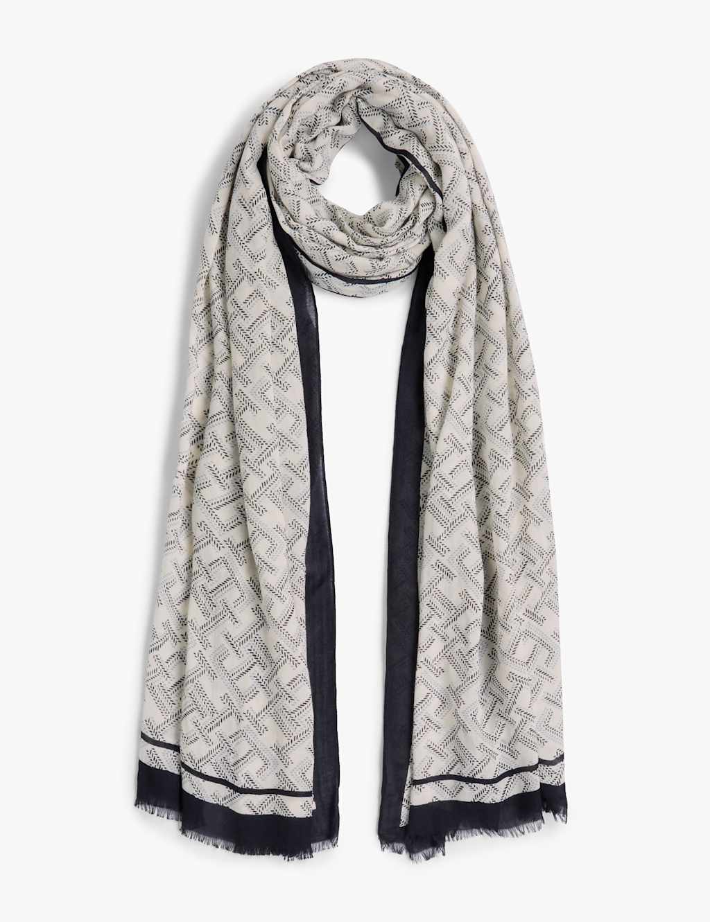 Tommy Hilfiger Women's TH MONOGRAM SCARF - Grey Mix - Available at M&S