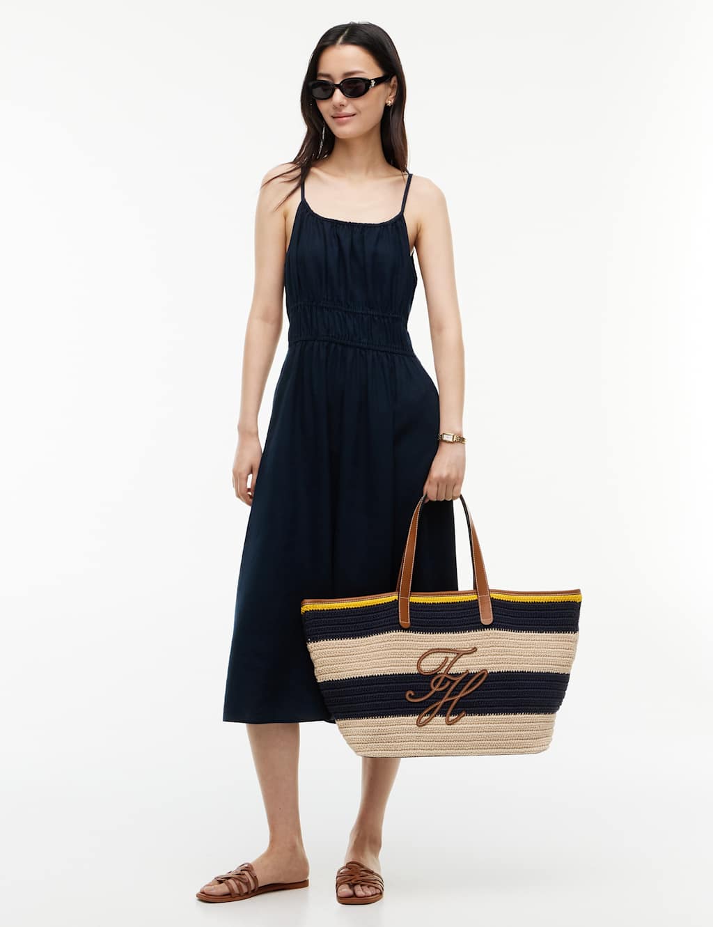 Tommy Hilfiger Women's TH Nautical Pure Cotton Striped Tote Bag - Navy Mix - Available at M&S