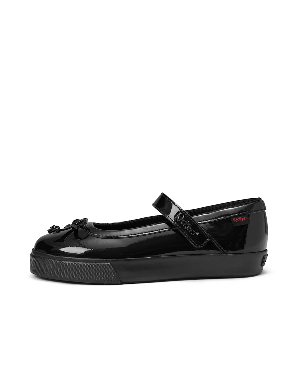 Kickers Girls Patent Mary Jane Bow School Shoes (12 ½ Small-2 ½ Large) - 2 - Black - Available at M&S