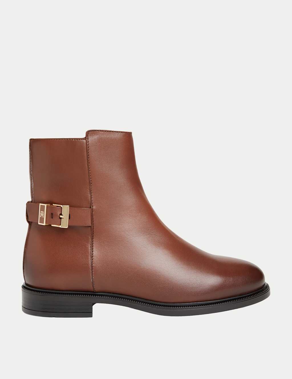 Tommy Hilfiger Women's Leather Buckle Ankle Boots - 4 - Tan - Available at M&S
