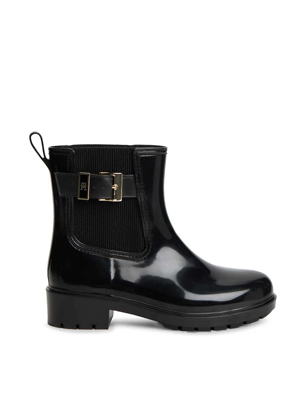 Tommy Hilfiger Women's Chelsea Block Heel Ankle Wellies Rain Boots - 5 - Black - Available at M&S