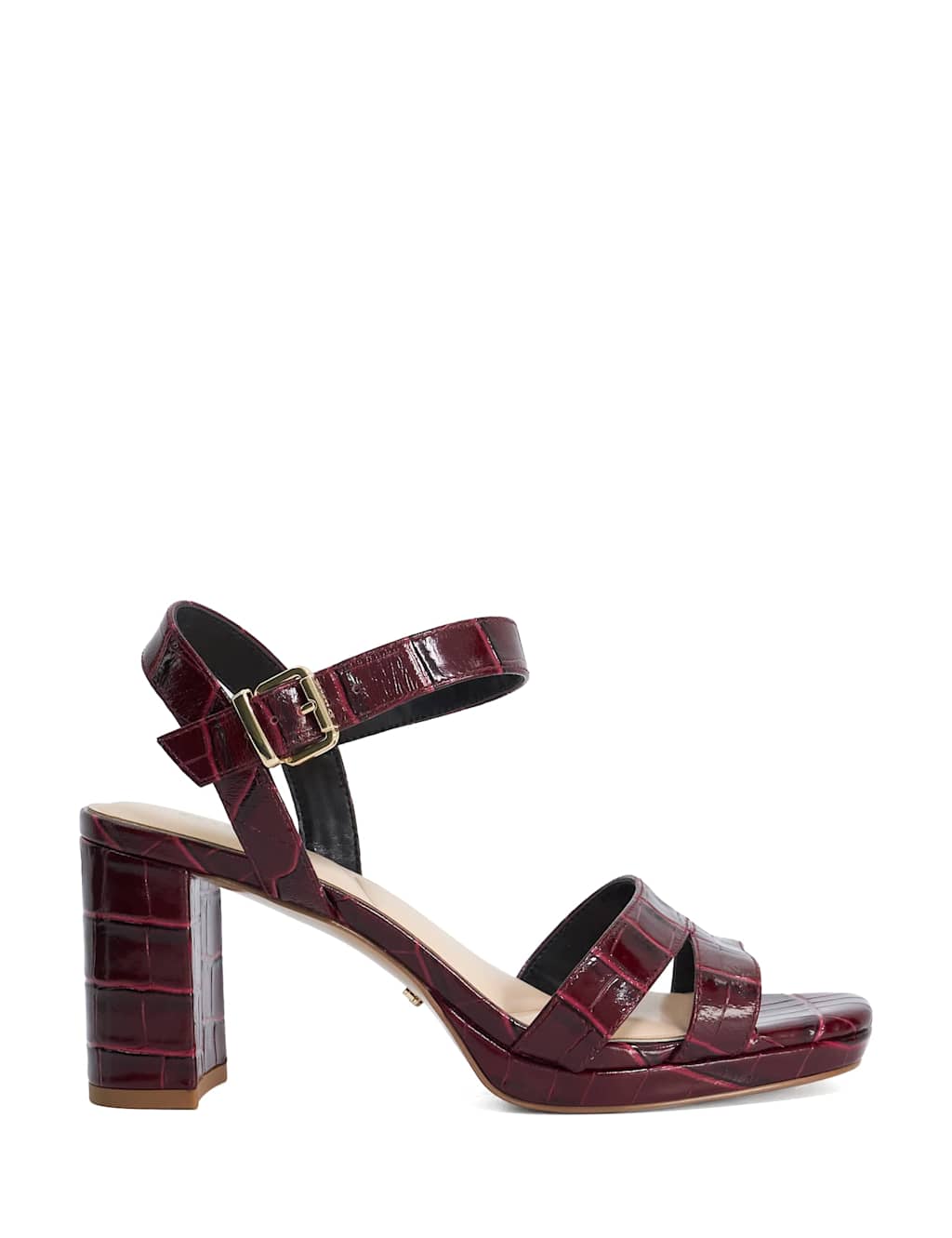 Dune London Women's Leather Block Heel Sandals - 4 - Burgundy - Available at M&S