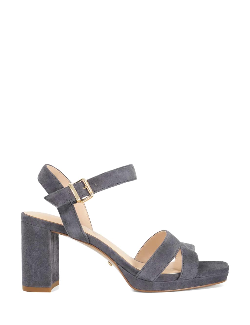 Dune London Women's Suede Block Heel Open Toe Sandals - 6 - Grey - Available at M&S