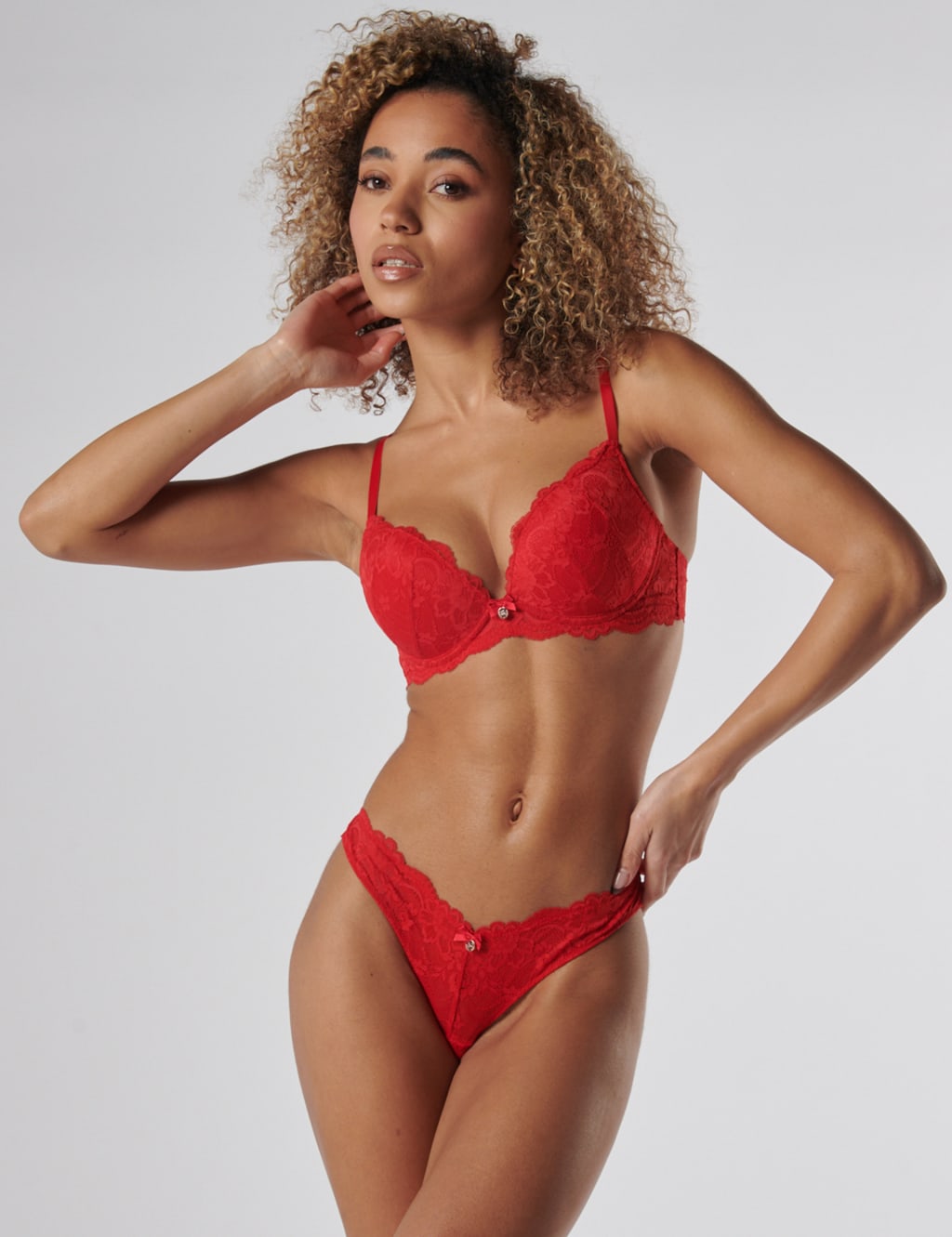 Boux Avenue female Aliyah Lace Thong - 8 - Red, Red