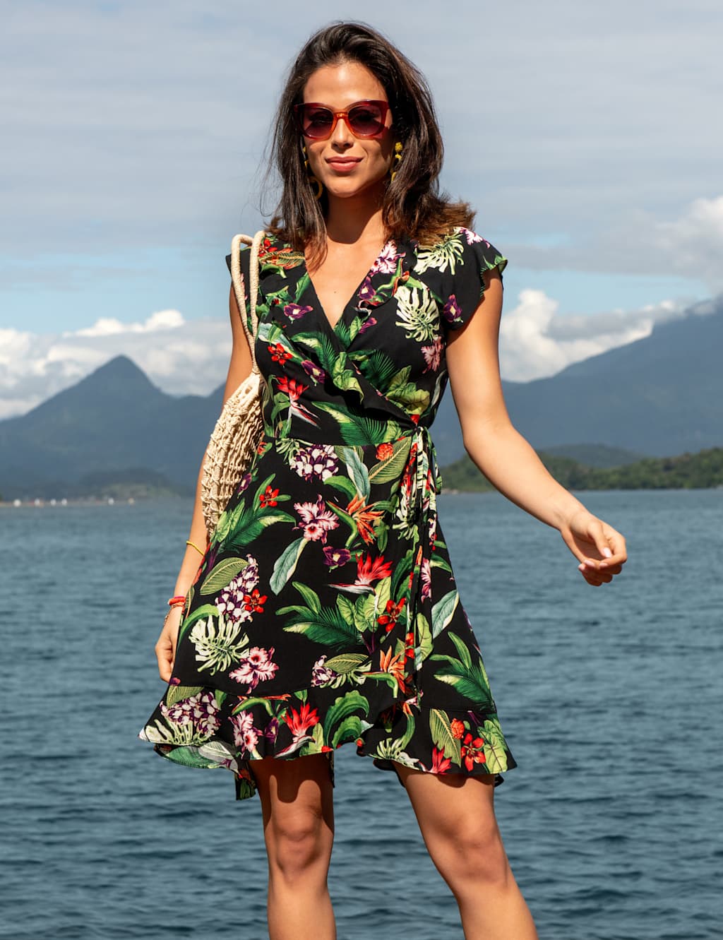 Frill Detail Wrap Beach Dress