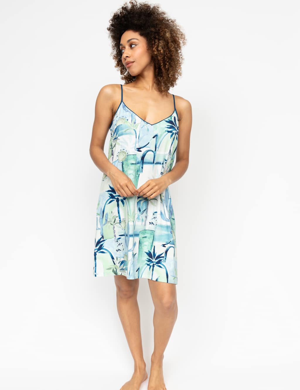 Cotton Blend Watercolour Print Chemise