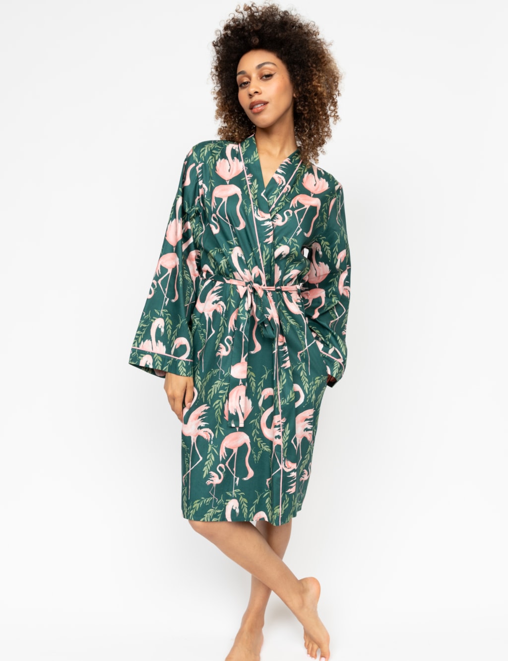 Cotton Modal Flamingo Print Dressing Gown