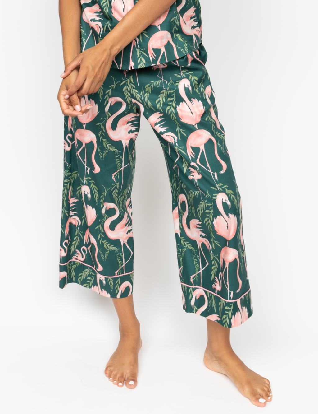 Cotton Modal Flamingo Cropped Pyjama Bottoms