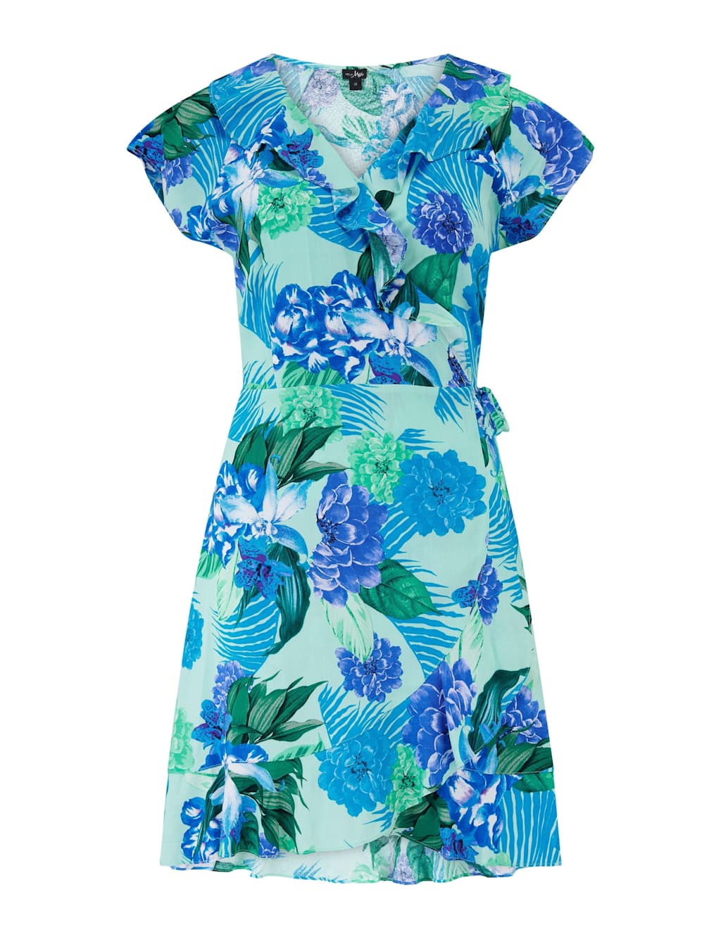 Floral Frill Wrap Mini Beach Dress