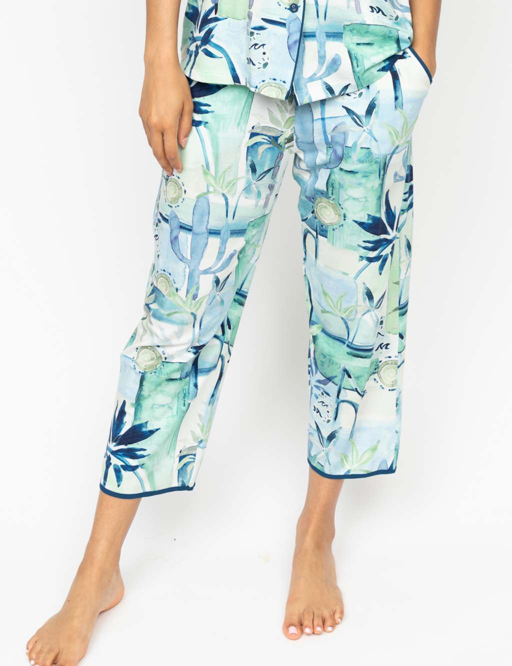 Cotton Modal Tropical Cropped Pyjama Bottoms