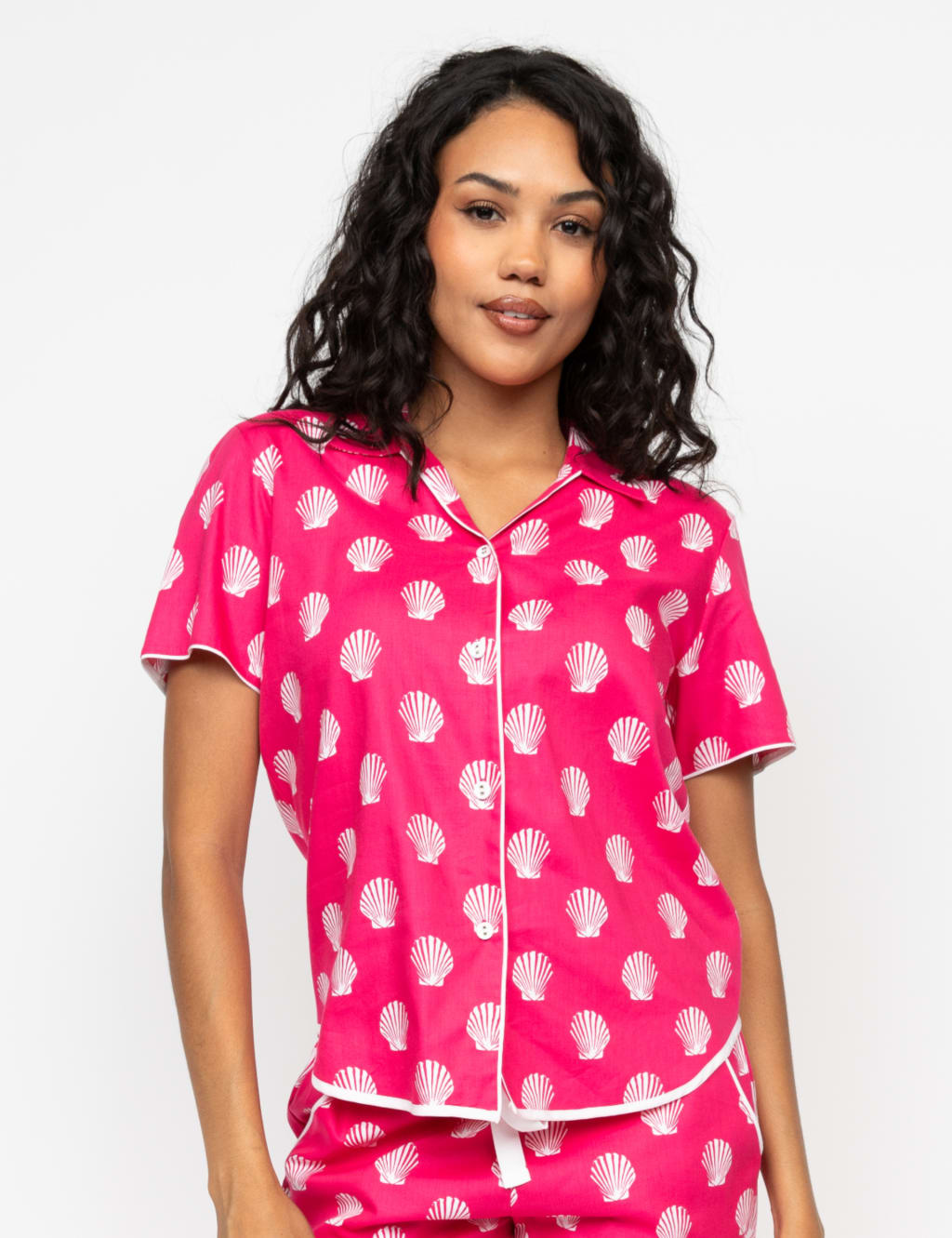 Cotton Modal Shell Print Pyjama Top