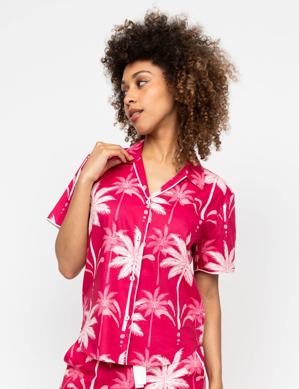 Cotton Modal Palm Print Pyjama Top