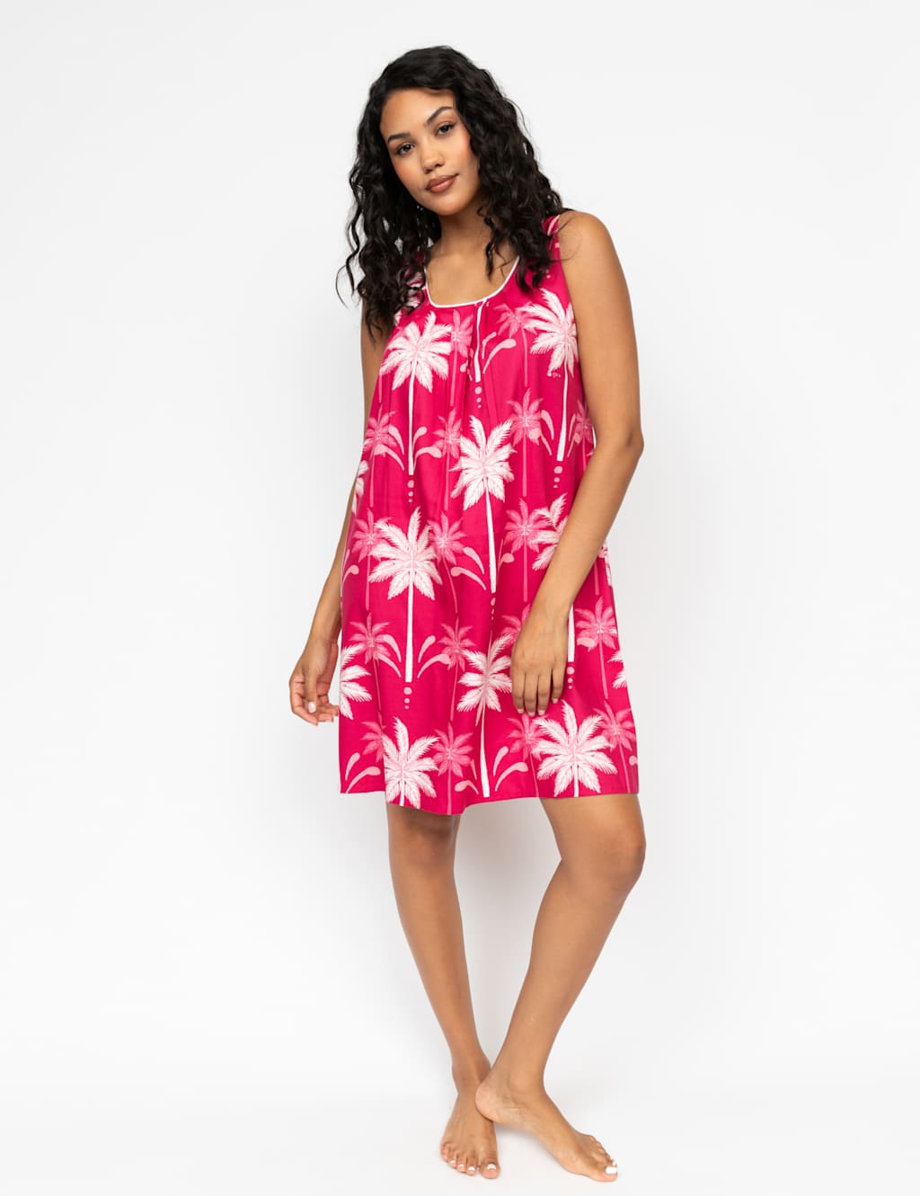 Cotton Rich Palm Tree Print Short Nightdress