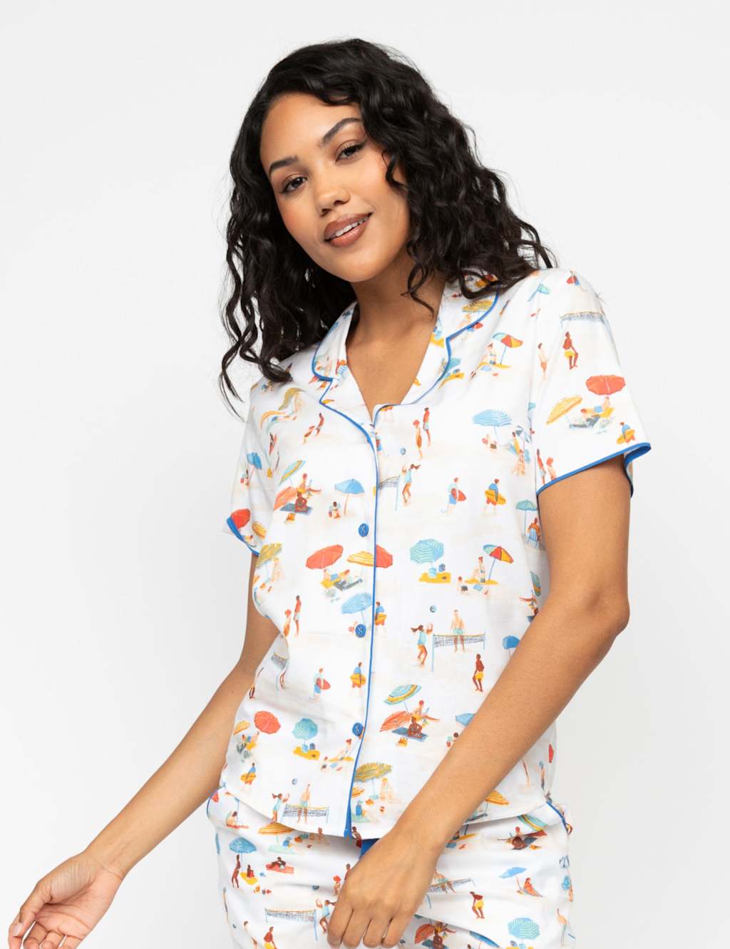 Cotton Modal Beach Print Pyjama Top