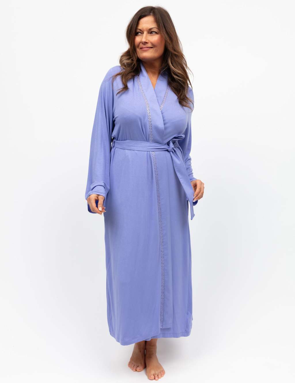 Cyberjammies Modal Rich Jersey Textured Trim Dressing Gown Lilac