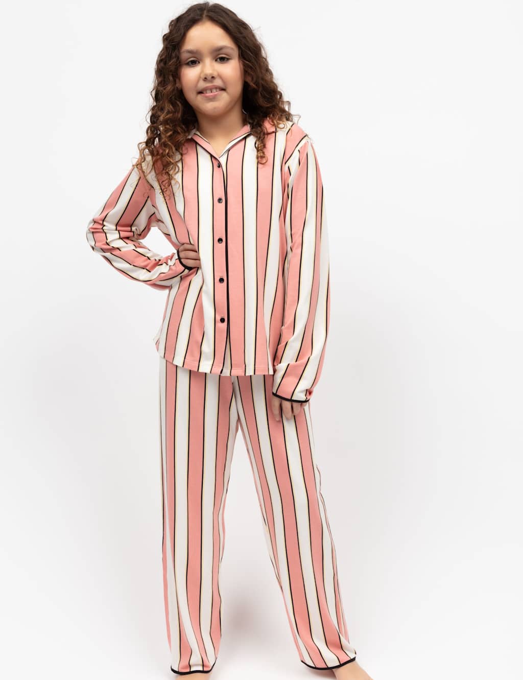 Cyberjammies Girls Cotton Blend Striped Pyjamas (2-13 Yrs) - 10-11 - Light Pink Mix, Light Pink Mix