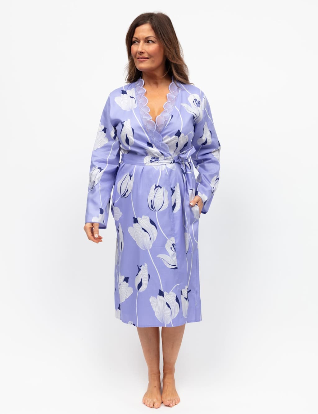 Cyberjammies Cotton Modal Floral Dressing Gown Purple Mix