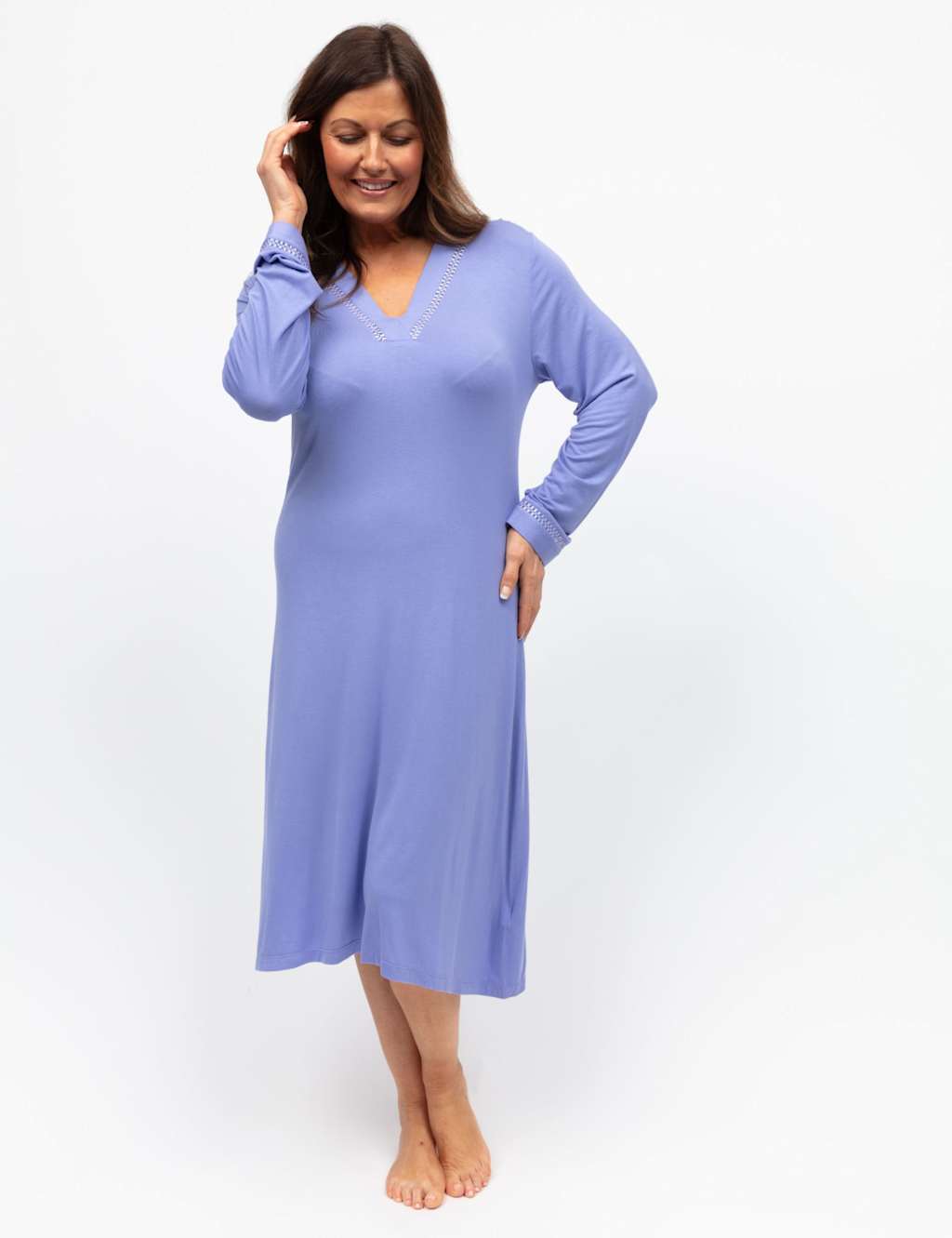 Cyberjammies Jersey Lace Insert Nightdress Lilac