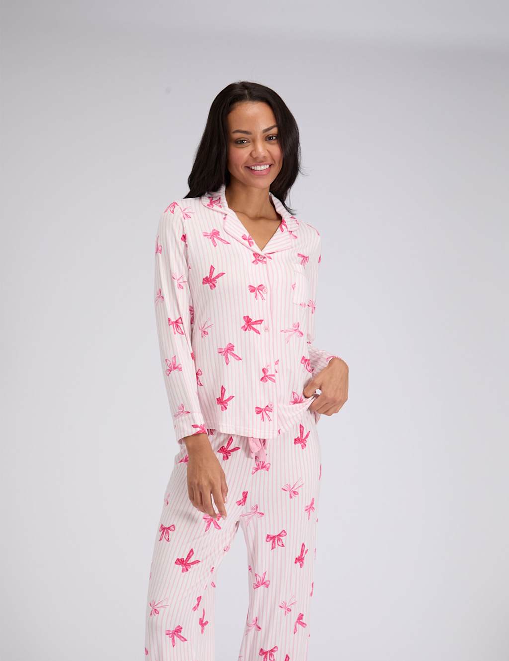 Boux Avenue Modal Rich Bow Pyjamas Red Mix