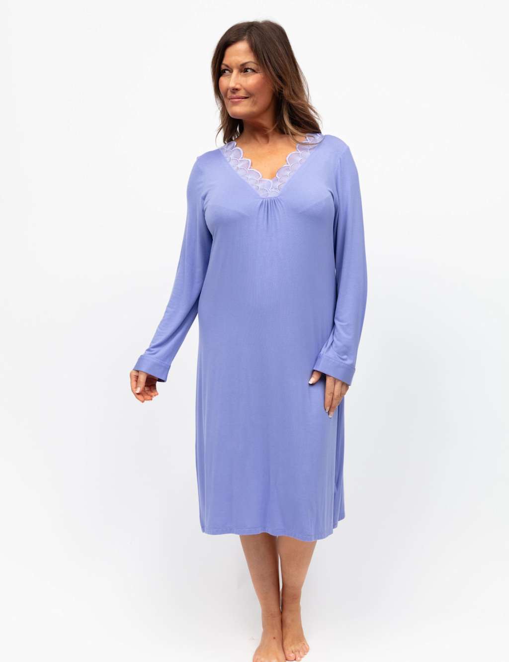 Cyberjammies Jersey Lace Detail Short Nightdress Lilac