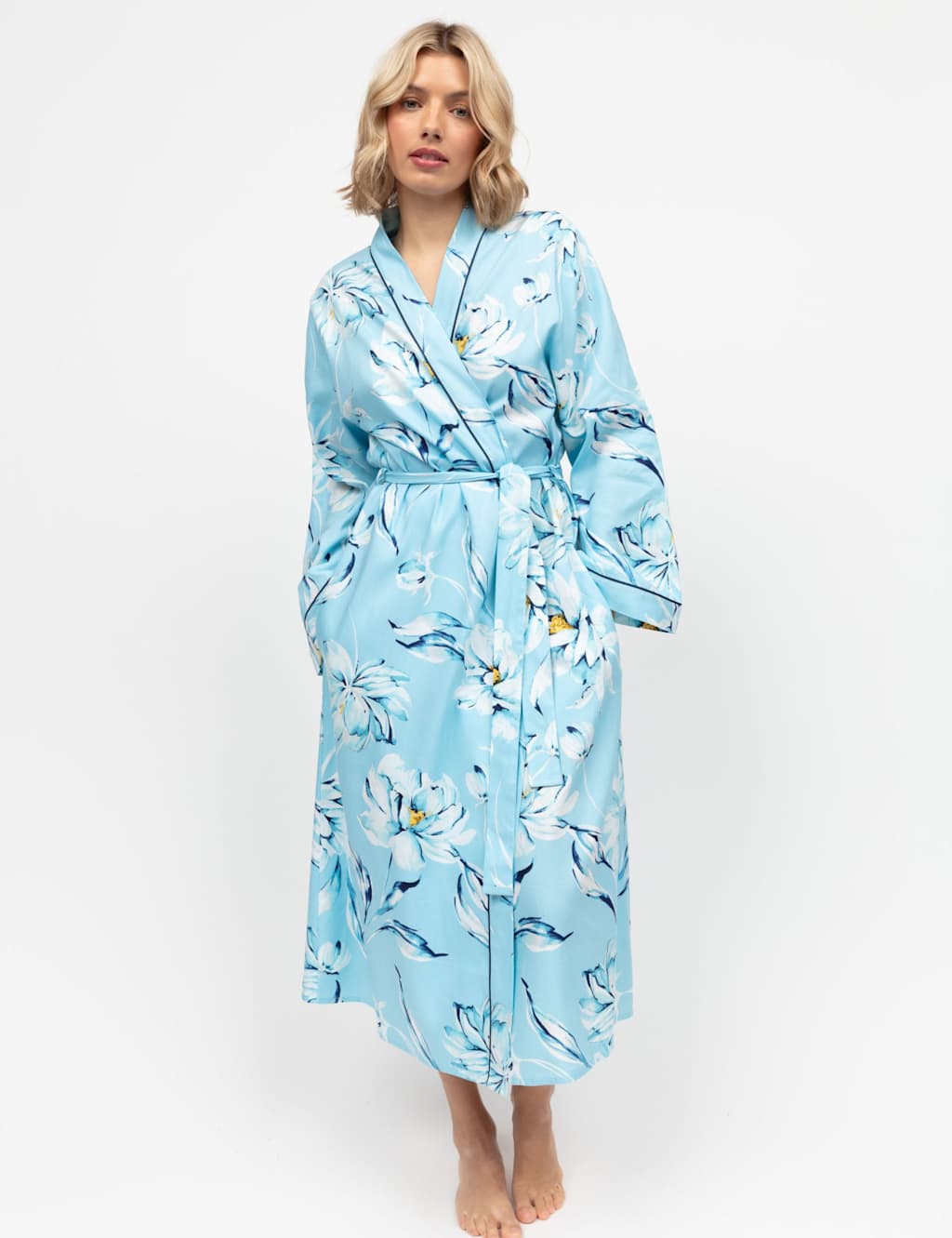 Cyberjammies Cotton Modal Floral Dressing Gown Blue Mix