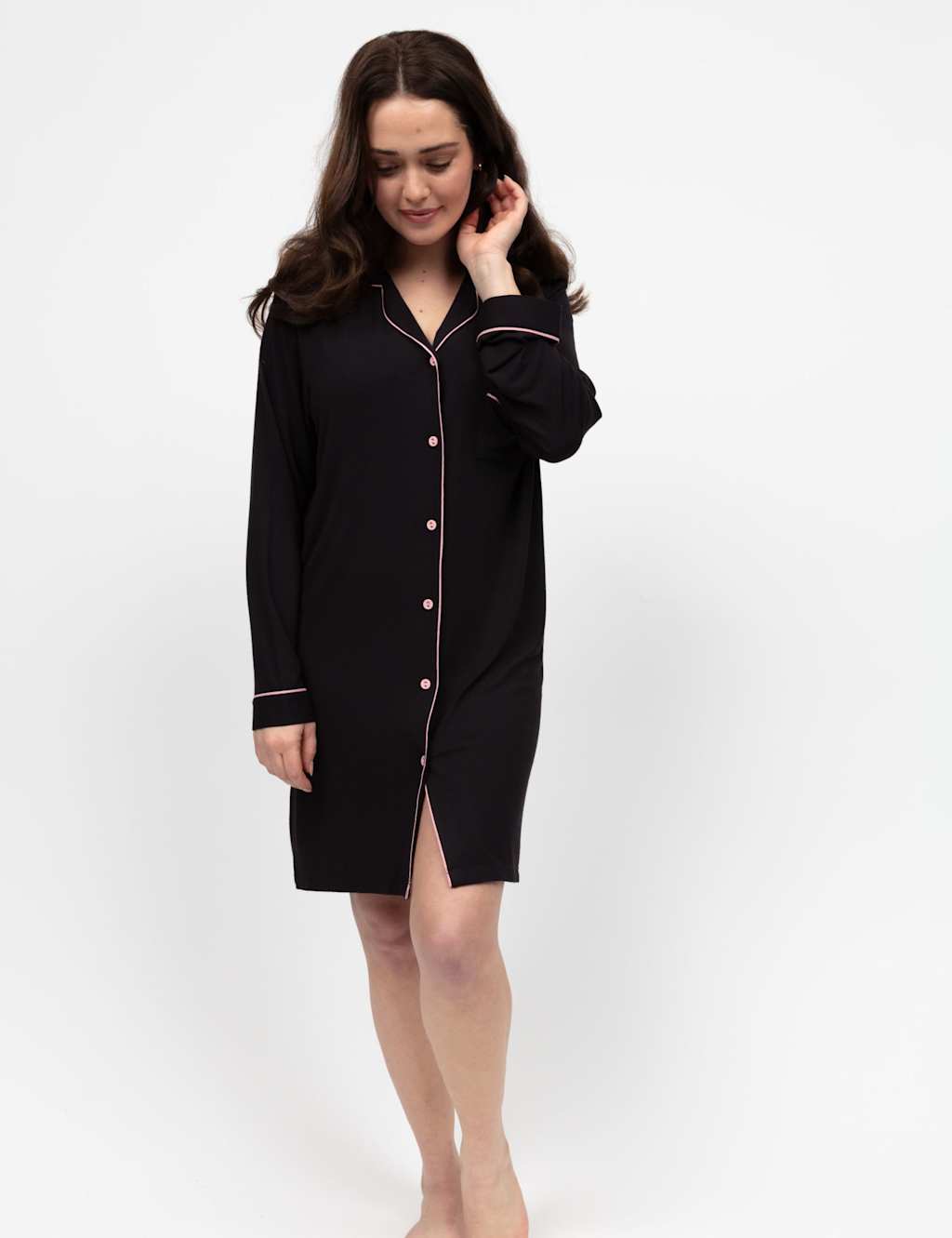 Cyberjammies Jersey Piping Nightshirt Black