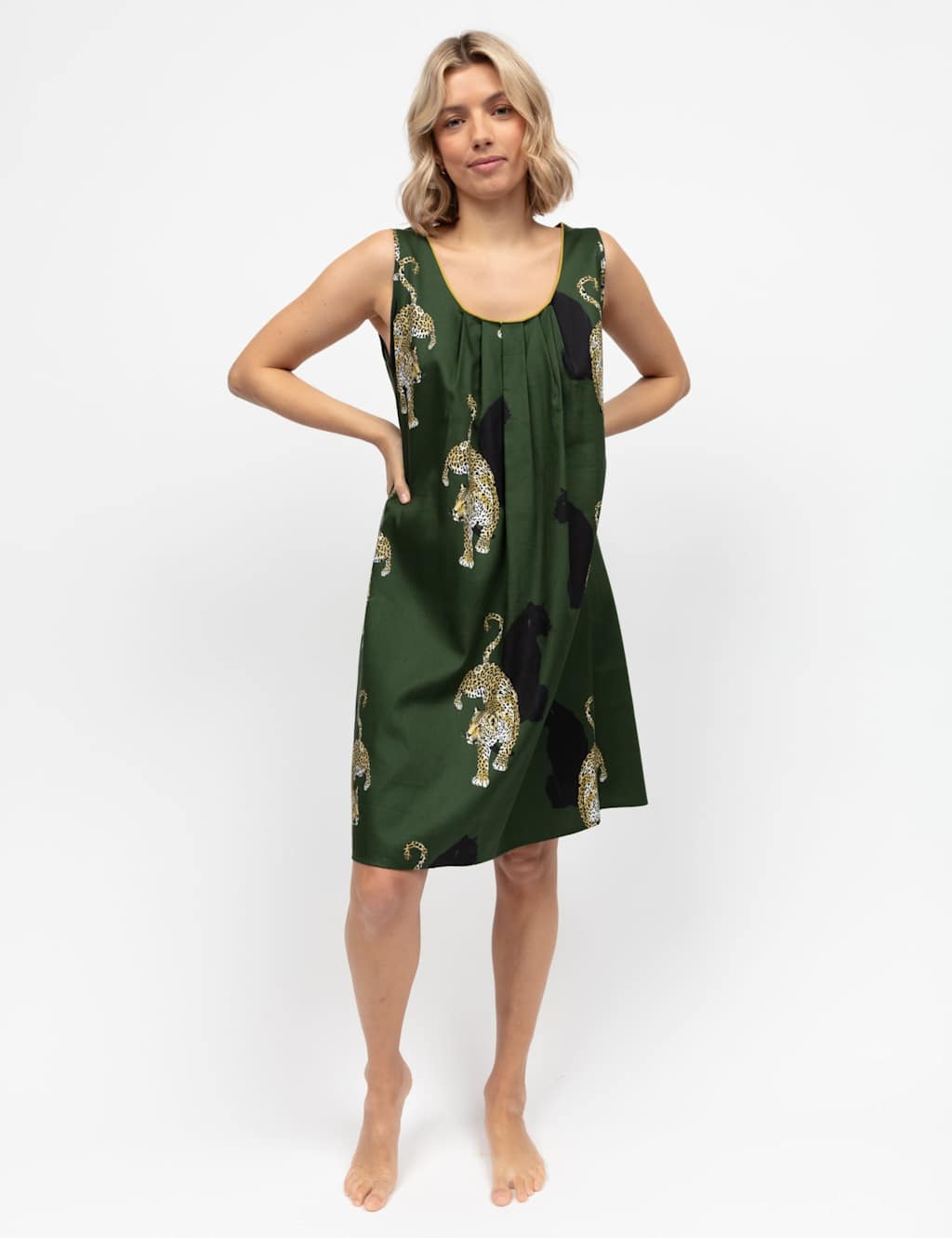 Cyberjammies Cotton Modal Leopard Nightdress Green Mix