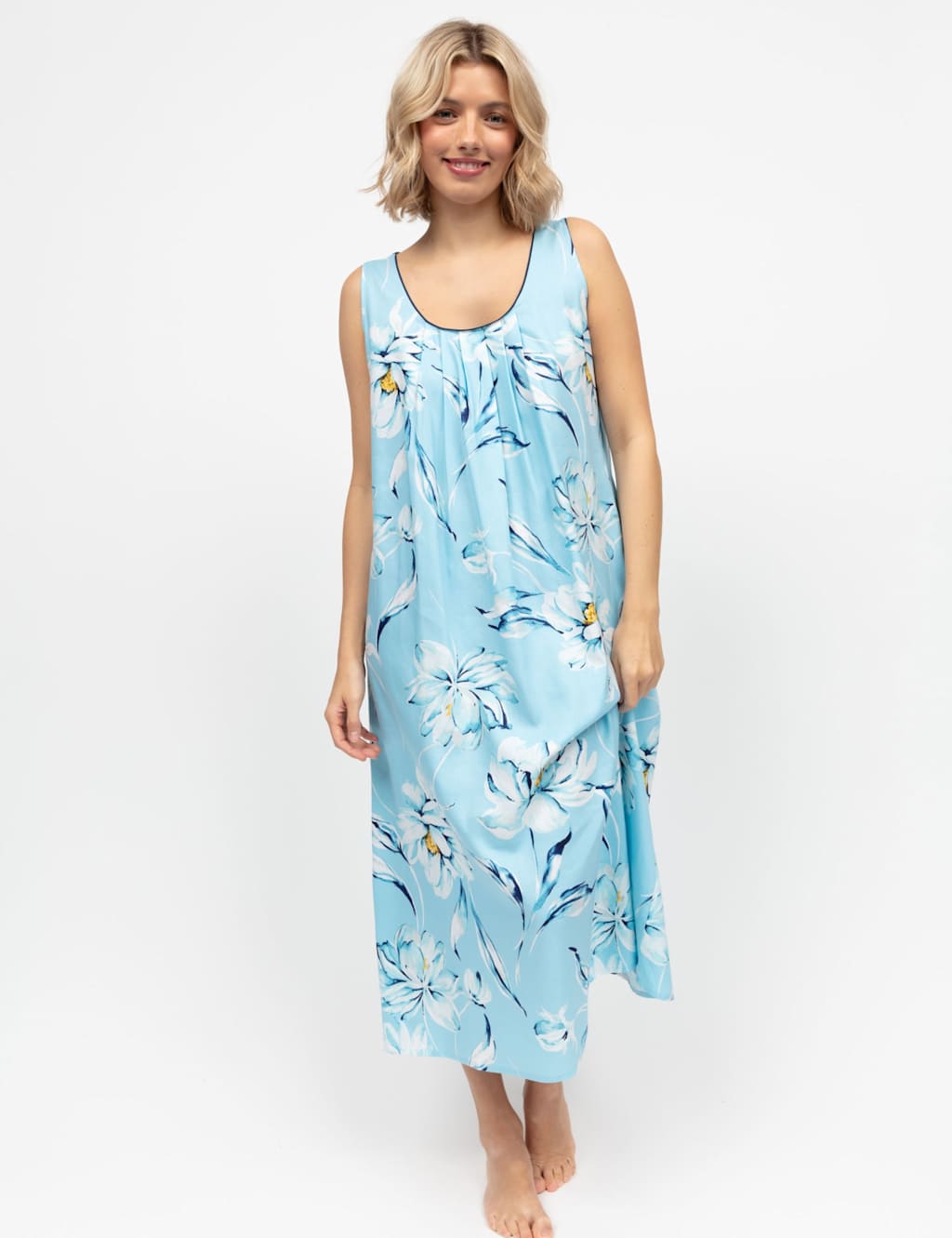 Cyberjammies Cotton Modal Floral Nightdress Light Blue Mix