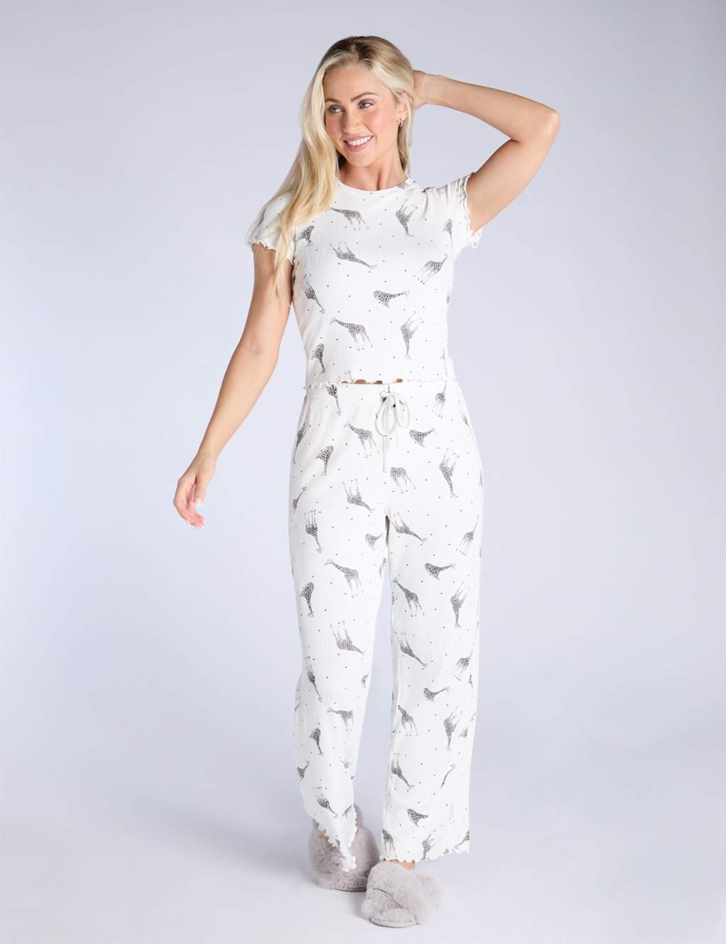 Boux Avenue Giraffe Pyjama Set Ivory Mix