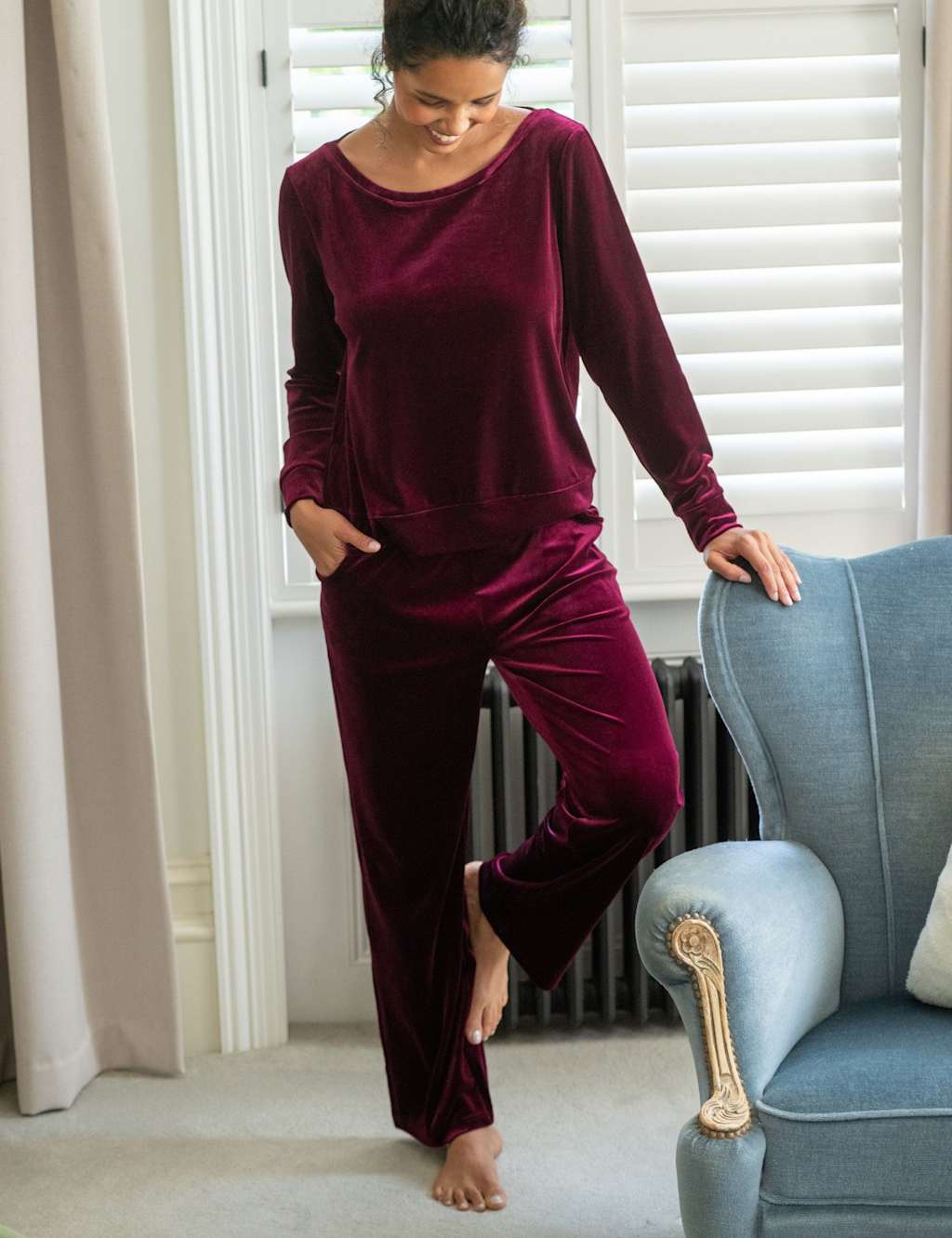 Pour Moi Velour Pyjama Set Berry