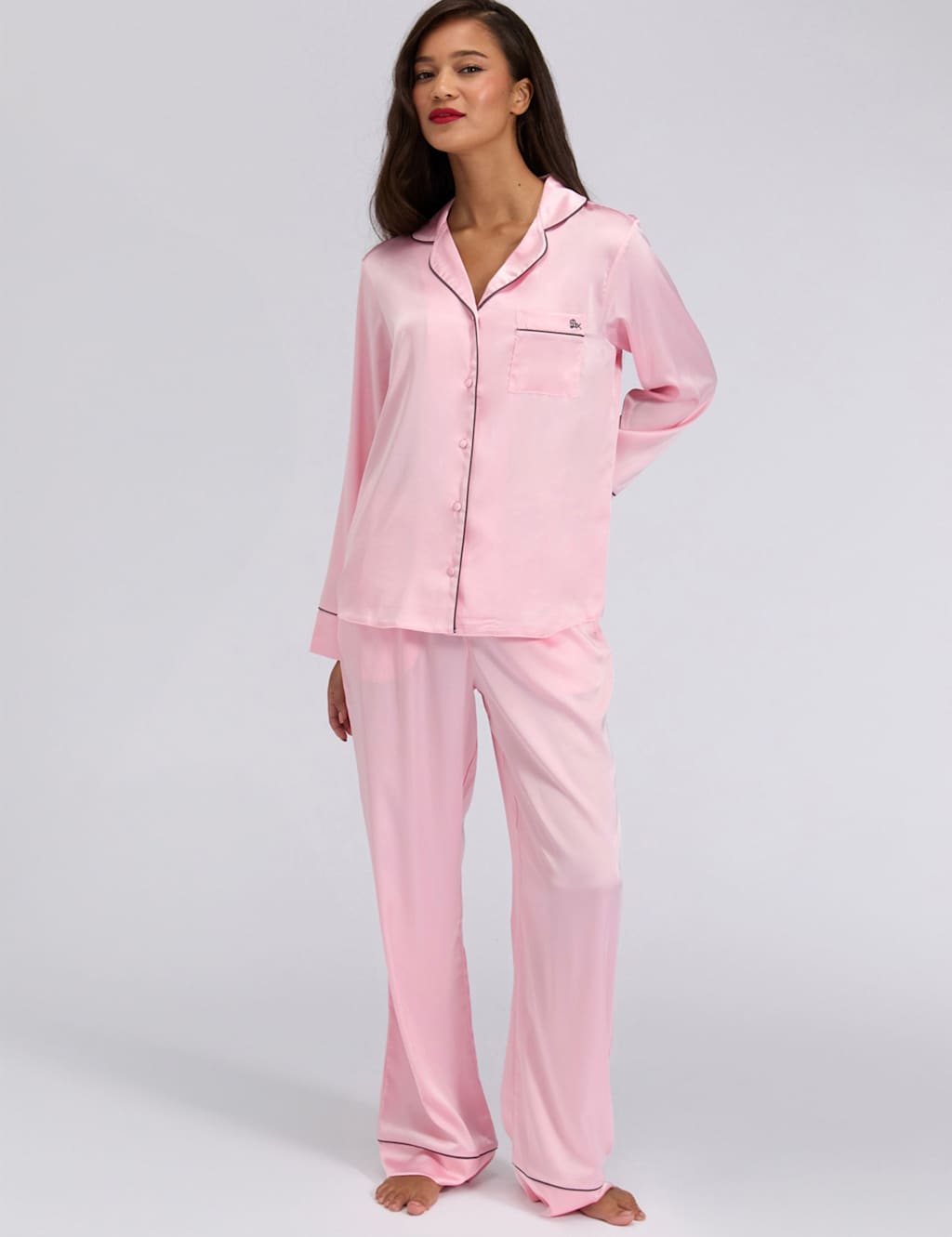 Boux Avenue Satin Wide Leg Pyjama Bottoms Light Pink