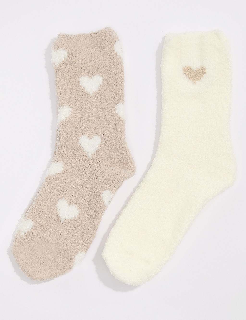 Boux Avenue 2 Pack Heart Fluffy Socks Neutral