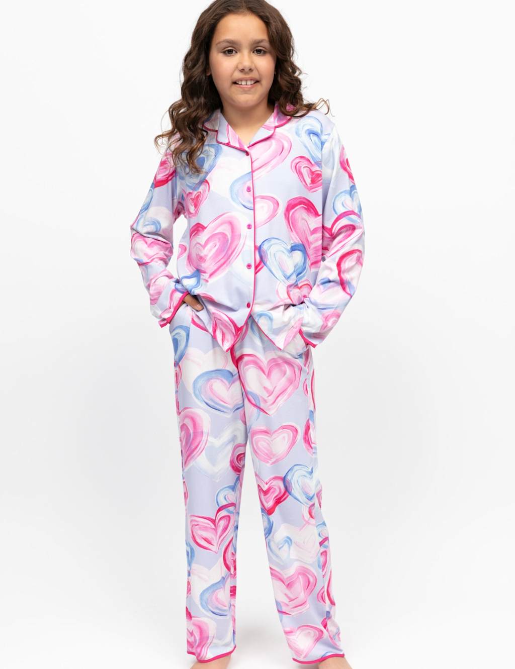 Cyberjammies Cotton Blend Heart Print Pyjamas (2-13 Yrs) Pink