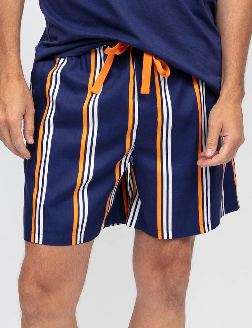 Cyberjammies Cotton Modal Blend Striped Pyjama Shorts Navy