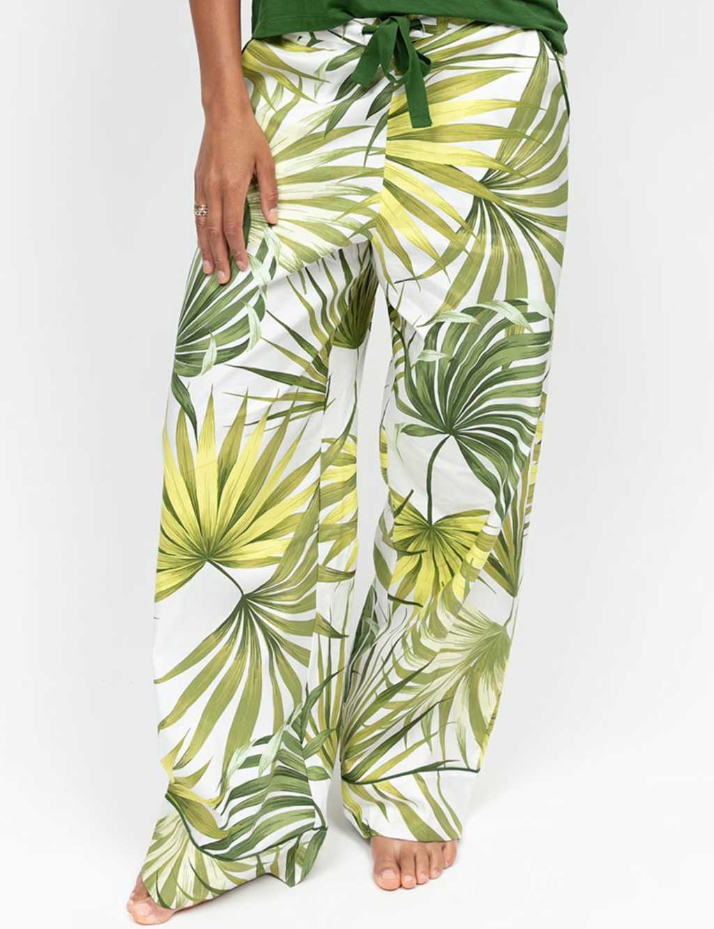 Cyberjammies Women's Cotton Modal Palm Print Pyjama Bottoms - 12 - Green - Available at M&S