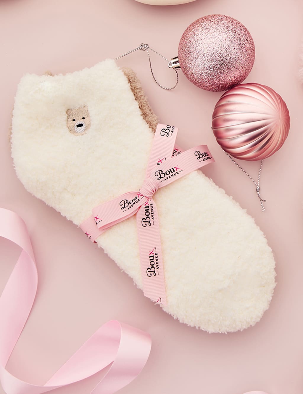 Boux Avenue Teddy Bear Fluffy Socks Oatmeal