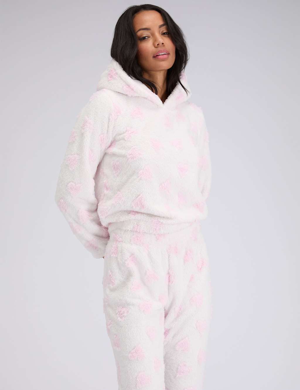 Boux Avenue Supersoft Heart Lounge Set Ivory Mix