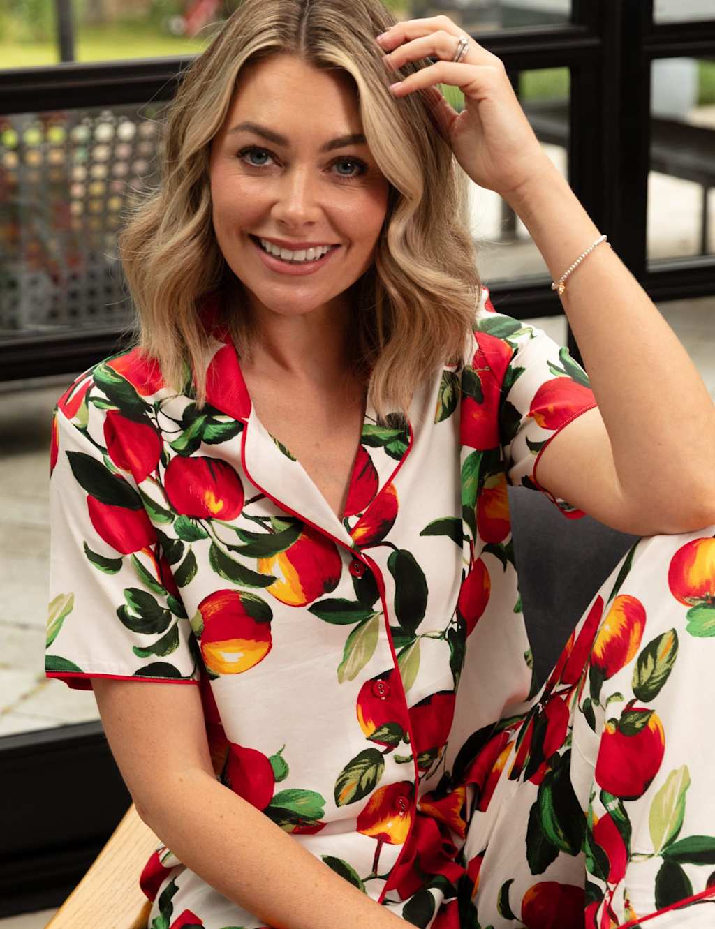 Cyberjammies Women's Cotton Modal Apple Print Pyjama Top - 10 - Red Mix - Available at M&S