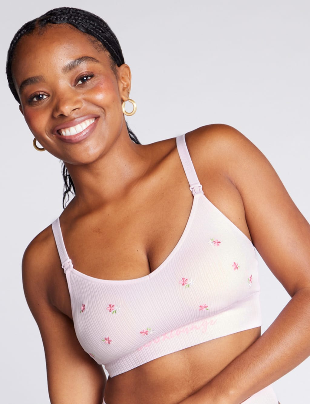Floral Ribbed Non Wired Nursing Bralette
